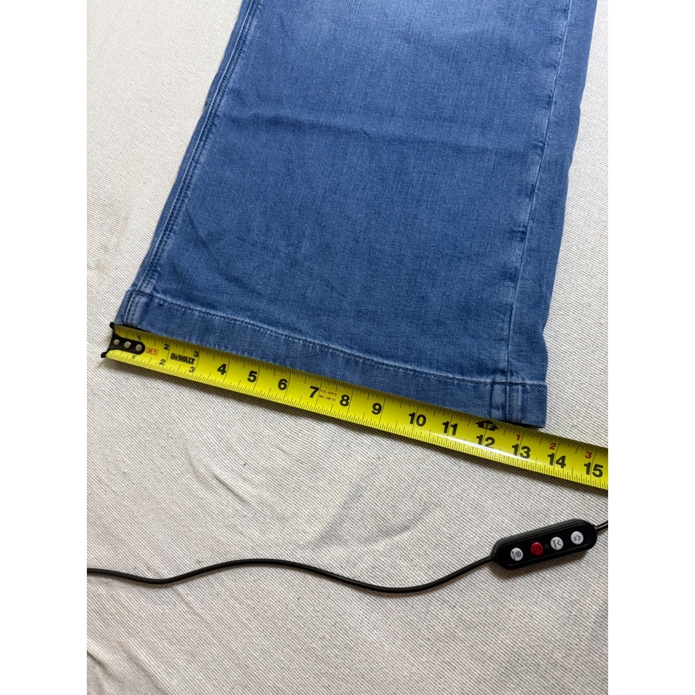 American Eagle Ultra Wide Leg Jeans Womens L Blue Dreamy Drape Low Rise 5855 - Picture 11 of 14